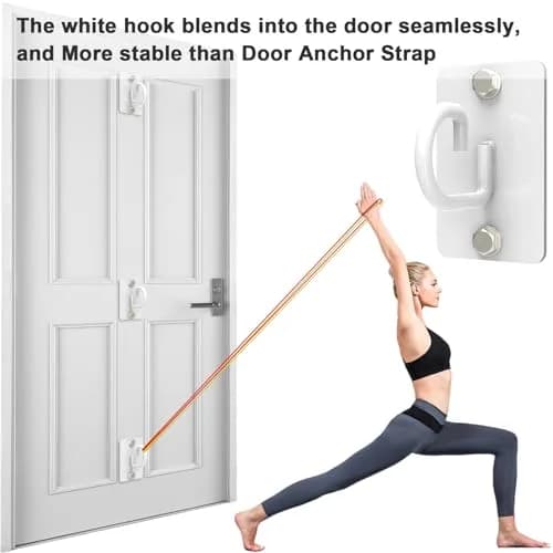 KOMOHOM White 3-Piece Exercise Band Wall Anchor Set | Heavy Duty Workout Band Holder for Home Gym thumbnail 7