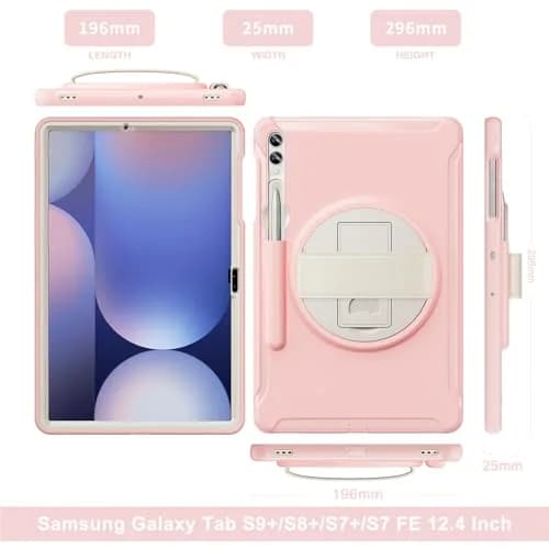 Junfire Protective Case for Samsung Galaxy Tab S9 Plus/S8 Plus/S7Plus/S7FE/S9 FE Plus | 12.4'' Tablet Cover with Kickstand & Stylus Holder thumbnail 9