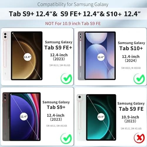 Junfire Protective Case for Samsung Galaxy Tab S9 Plus/S8 Plus/S7Plus/S7FE/S9 FE Plus | 12.4'' Tablet Cover with Kickstand & Stylus Holder thumbnail 2