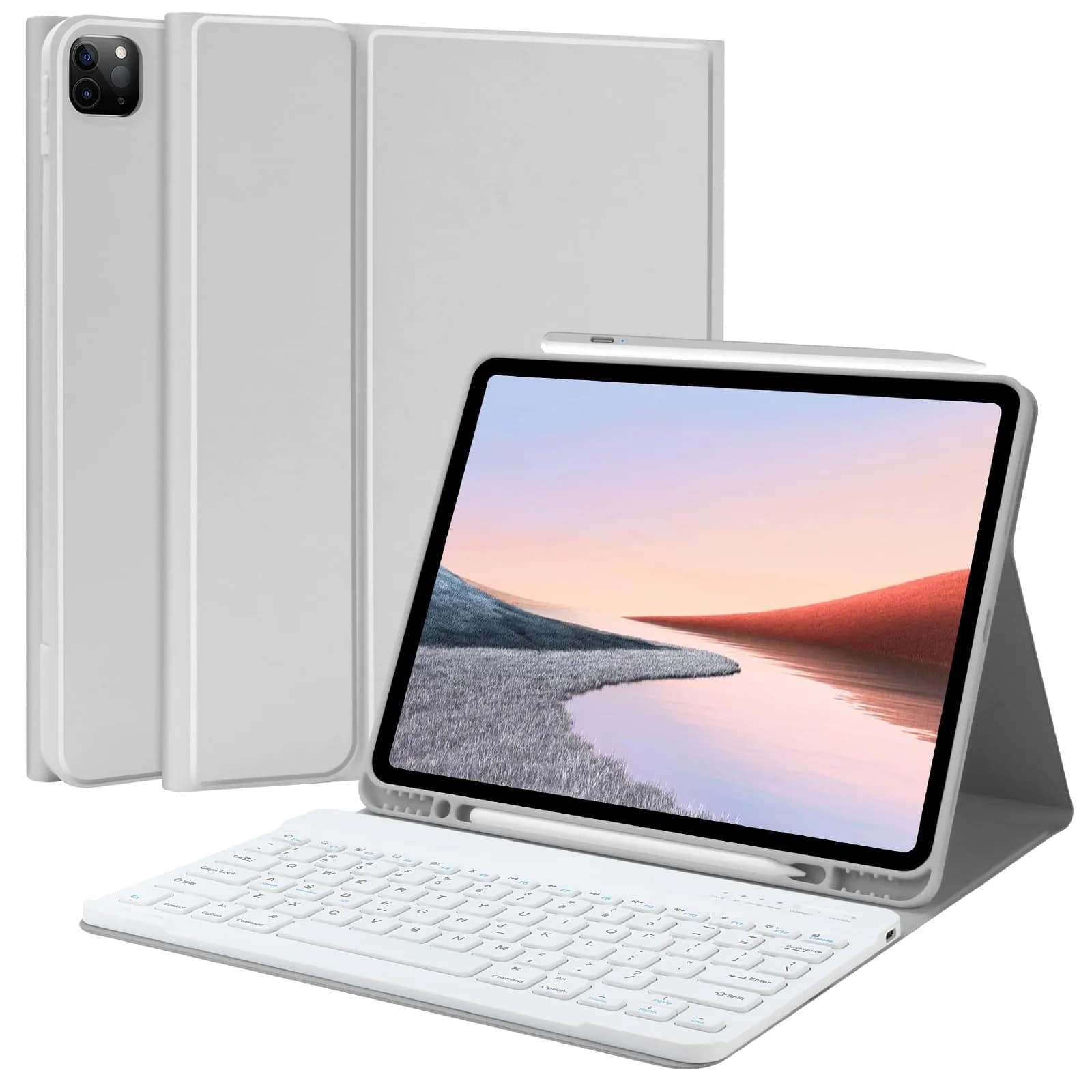 TQQ Keyboard Case for iPad Air 13" & Pro 12.9" | Compatibility & Auto Wake (70-120c) — Grey
