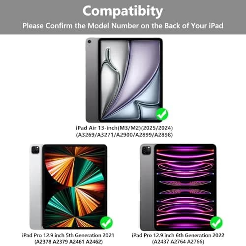 TQQ Keyboard Case for iPad Air 13" & Pro 12.9" | Compatibility & Auto Wake (70-120c) thumbnail 2