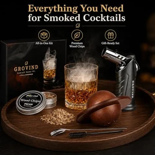 Grovind Cocktail Smoker Kit with Torch & Wood Chips | Stainless Steel & Wood thumbnail 4