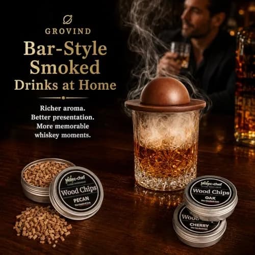 Grovind Cocktail Smoker Kit with Torch & Wood Chips | Stainless Steel & Wood thumbnail 5