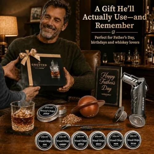 Grovind Cocktail Smoker Kit with Torch & Wood Chips | Stainless Steel & Wood thumbnail 7