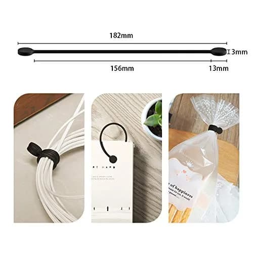 Smart&Cool Black Silicone Magnetic Cable Ties 18.2cm (7.16'') | Organize Cables & More thumbnail 3