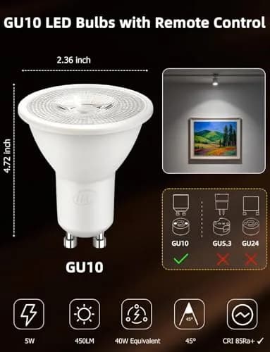 ILC GU10 LED Light Bulb, 5W Color Changing RGB + 5000K Daylight White, 450 Lumens, 45° Beam Angle, Pack of 4 | Dimmable Smart Lighting thumbnail 8