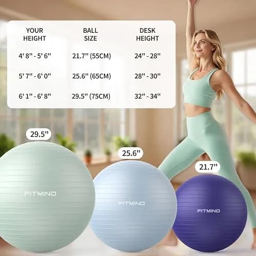 FITMIND Extra Thick Exercise Ball 65cm | Anti-Burst, Slip-Resistant, Pregnancy Support thumbnail 6