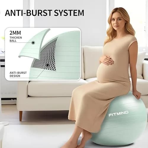 FITMIND Extra Thick Exercise Ball 65cm | Anti-Burst, Slip-Resistant, Pregnancy Support thumbnail 4