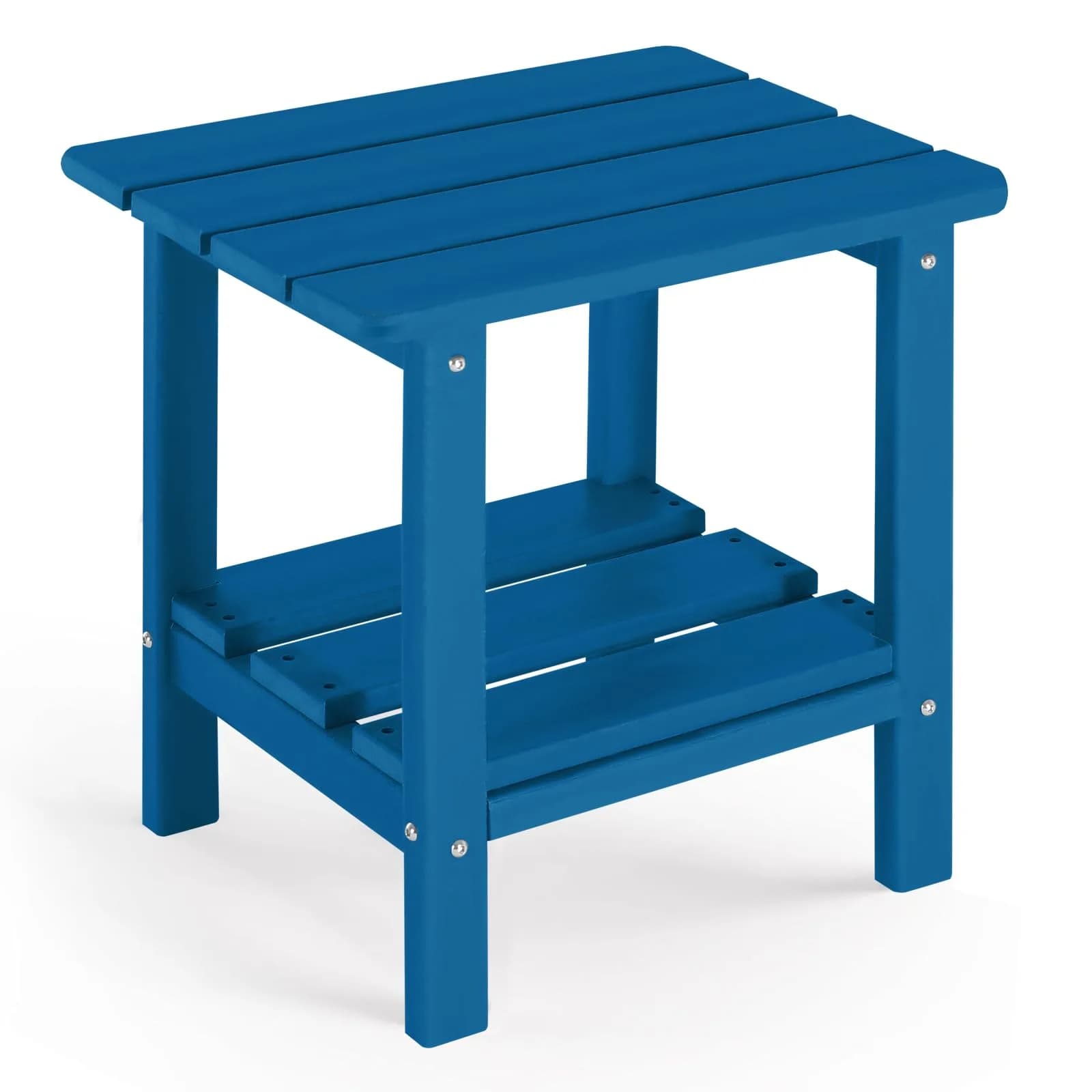 ABCPATIO Patio Side Table HDPE Double Layer Storage Square Dark Blue | Weather-Resistant & Heavy-Duty