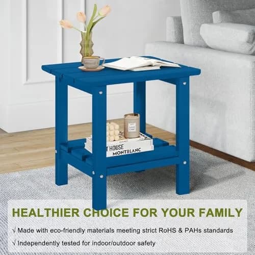 ABCPATIO Patio Side Table HDPE Double Layer Storage Square Dark Blue | Weather-Resistant & Heavy-Duty thumbnail 4