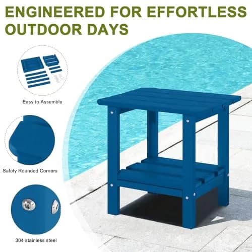 ABCPATIO Patio Side Table HDPE Double Layer Storage Square Dark Blue | Weather-Resistant & Heavy-Duty thumbnail 6