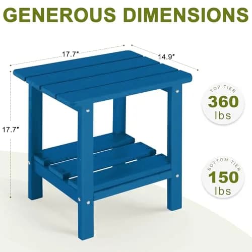 ABCPATIO Patio Side Table HDPE Double Layer Storage Square Dark Blue | Weather-Resistant & Heavy-Duty thumbnail 8