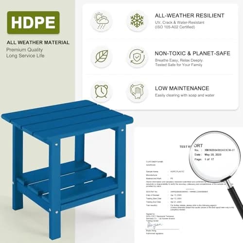 ABCPATIO Patio Side Table HDPE Double Layer Storage Square Dark Blue | Weather-Resistant & Heavy-Duty thumbnail 2