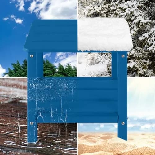 ABCPATIO Patio Side Table HDPE Double Layer Storage Square Dark Blue | Weather-Resistant & Heavy-Duty thumbnail 3
