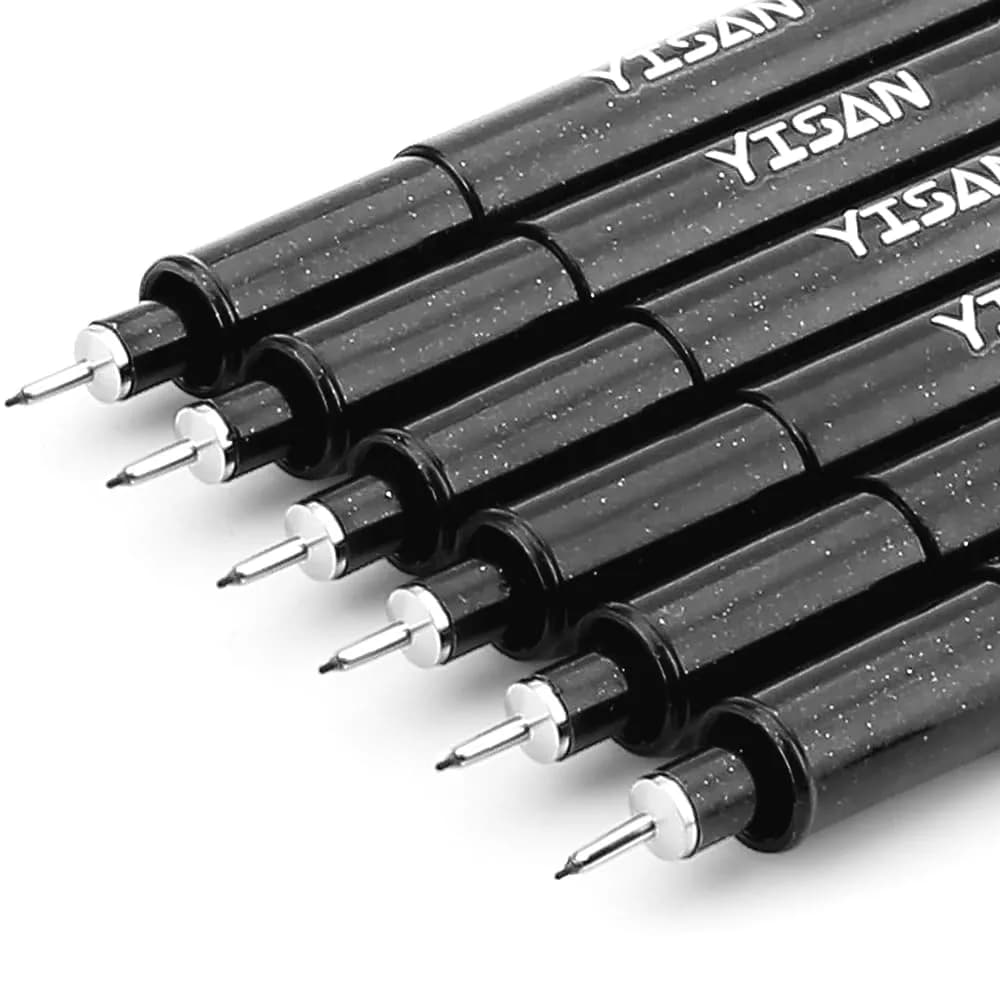 YISAN Ultra Fine Tip Pens Black 0.25mm | No Bleed, Precise Drawing, 6 PCS - main product image