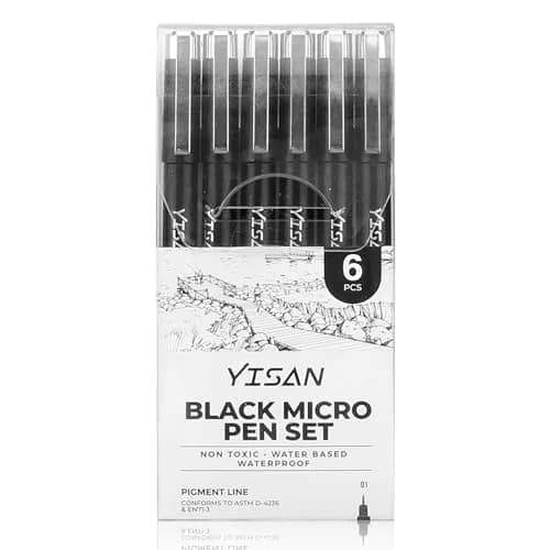 YISAN Ultra Fine Tip Pens Black 0.25mm | No Bleed, Precise Drawing, 6 PCS thumbnail 6