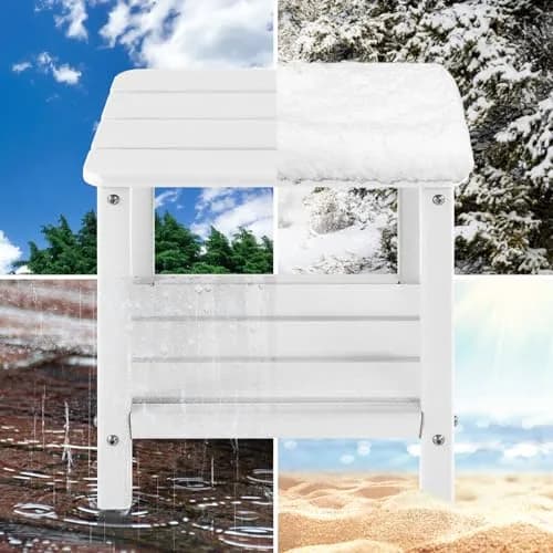 ABCPATIO Patio Side Table HDPE Double Layer Storage Square White | Weather-Resistant & Sturdy thumbnail 3