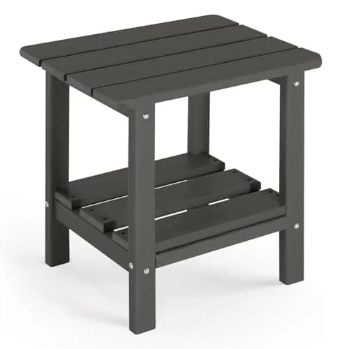ABCPATIO Patio Side Table HDPE Double Layer Storage Square Dark Gray | Weather-Resistant & Easy to Assemble thumbnail 1
