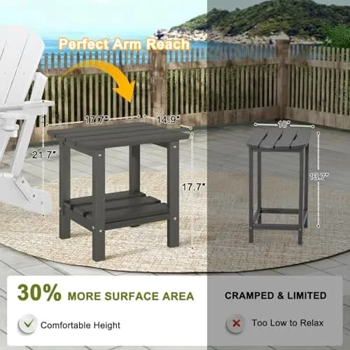 ABCPATIO Patio Side Table HDPE Double Layer Storage Square Dark Gray | Weather-Resistant & Easy to Assemble thumbnail 5