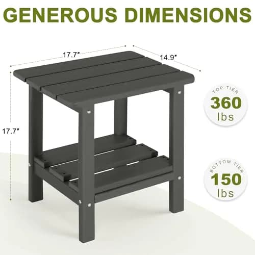 ABCPATIO Patio Side Table HDPE Double Layer Storage Square Dark Gray | Weather-Resistant & Easy to Assemble thumbnail 7