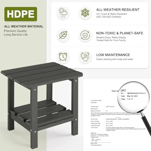 ABCPATIO Patio Side Table HDPE Double Layer Storage Square Dark Gray | Weather-Resistant & Easy to Assemble thumbnail 2