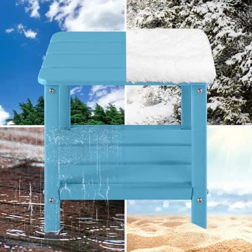 ABCPATIO Patio Side Table HDPE Double Layer Storage Square Turquoise | Weather-Resistant Outdoor Garden Table thumbnail 4