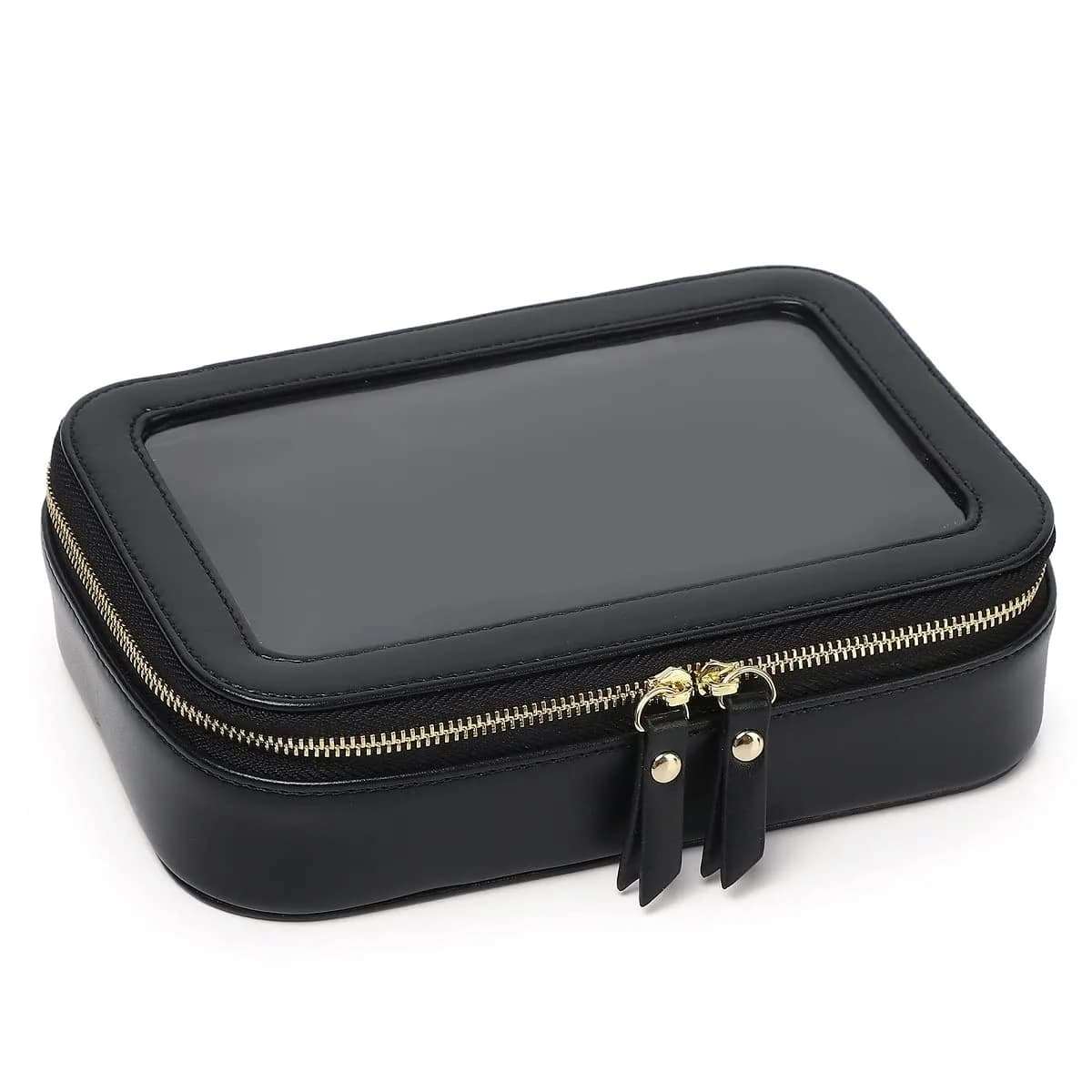 Pinkmik Black Small Clear Makeup Bag - TSA Approved Travel Cosmetic Case - main product image