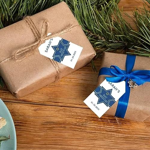 Andaz Press 60-Pack Personalized Bar/Bat Mitzvah Favor Tags with String | Custom Name & Star of David, 2x3.75" thumbnail 4