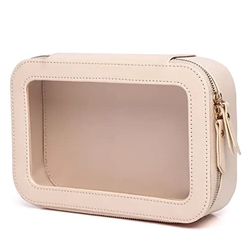 Pinkmik Clear Makeup Bag Set, L+M+MINI (3-Piece) | TSA Approved Travel Cosmetic Case — Pink / Small