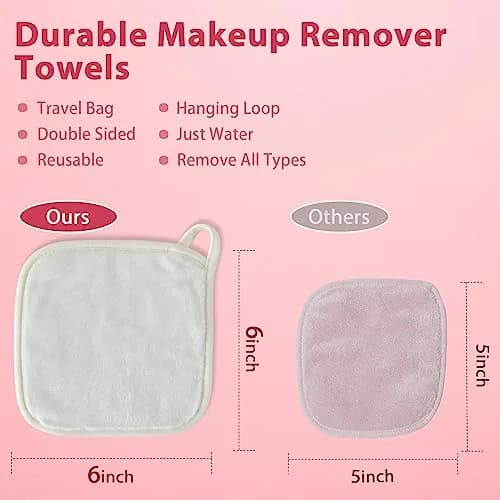 Natwag Makeup Remover Cloths 15cm x 15cm (6" x 6") | Gentle Microfiber Face Washcloths for All Skin Types, 12 Pack thumbnail 6