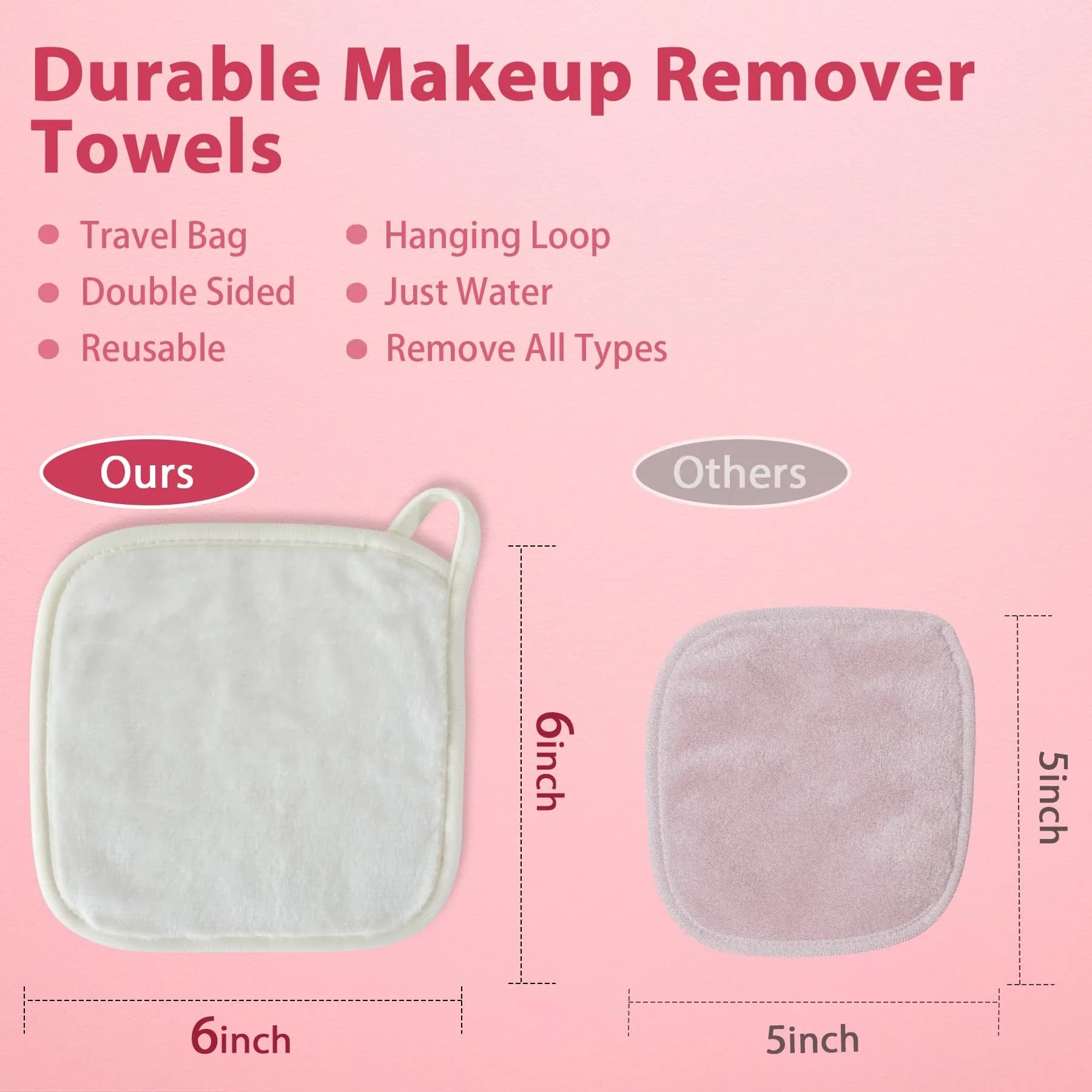 Natwag Makeup Remover Cloths 15cm x 15cm (6" x 6") | Gentle Microfiber Face Washcloths for All Skin Types, 12 Pack - view 6