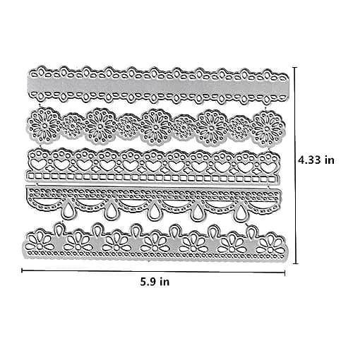 NVZBL 5pcs Lace Border Cutting Dies, Flower Love Heart Lace Die Cuts 12cm x 15cm | Metal Embossing Stencils for Card Scrapbooking thumbnail 2