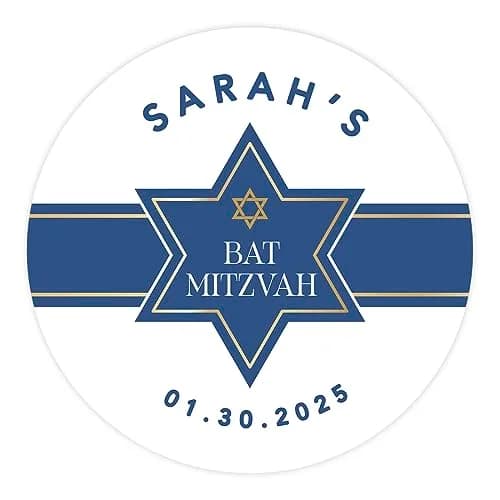 Andaz Press Personalized 2" Round Mitzvah Labels | Custom Name & Photo, 40 Pack thumbnail 1