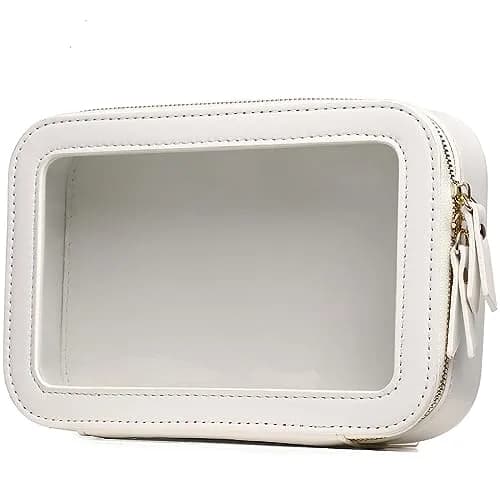 Pinkmik Clear Makeup Bag Set, L+M+MINI (3-Piece) | TSA Approved Travel Cosmetic Case — White / Small