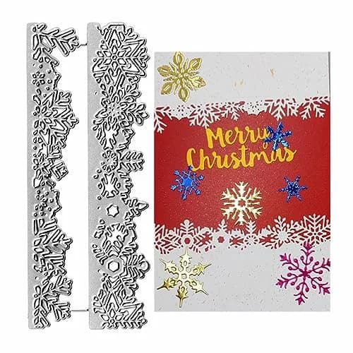 NVZBL Snowflake Lace Cutting Dies 2pcs | Winter Snow Border Embossing Stencils for Scrapbooking & DIY Crafts thumbnail 1