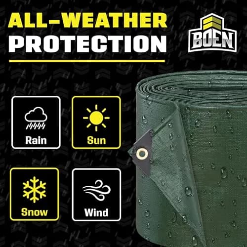 Boen Heavy Duty Tarp Waterproof 20x20 | 16 Mil Rip Proof Cover UV thumbnail 5