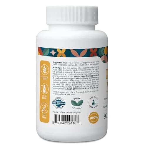 Pattern Wellness Lion’s Mane Mushroom Supplement – 90 Vegan Capsules | Brain & Immune Support thumbnail 2