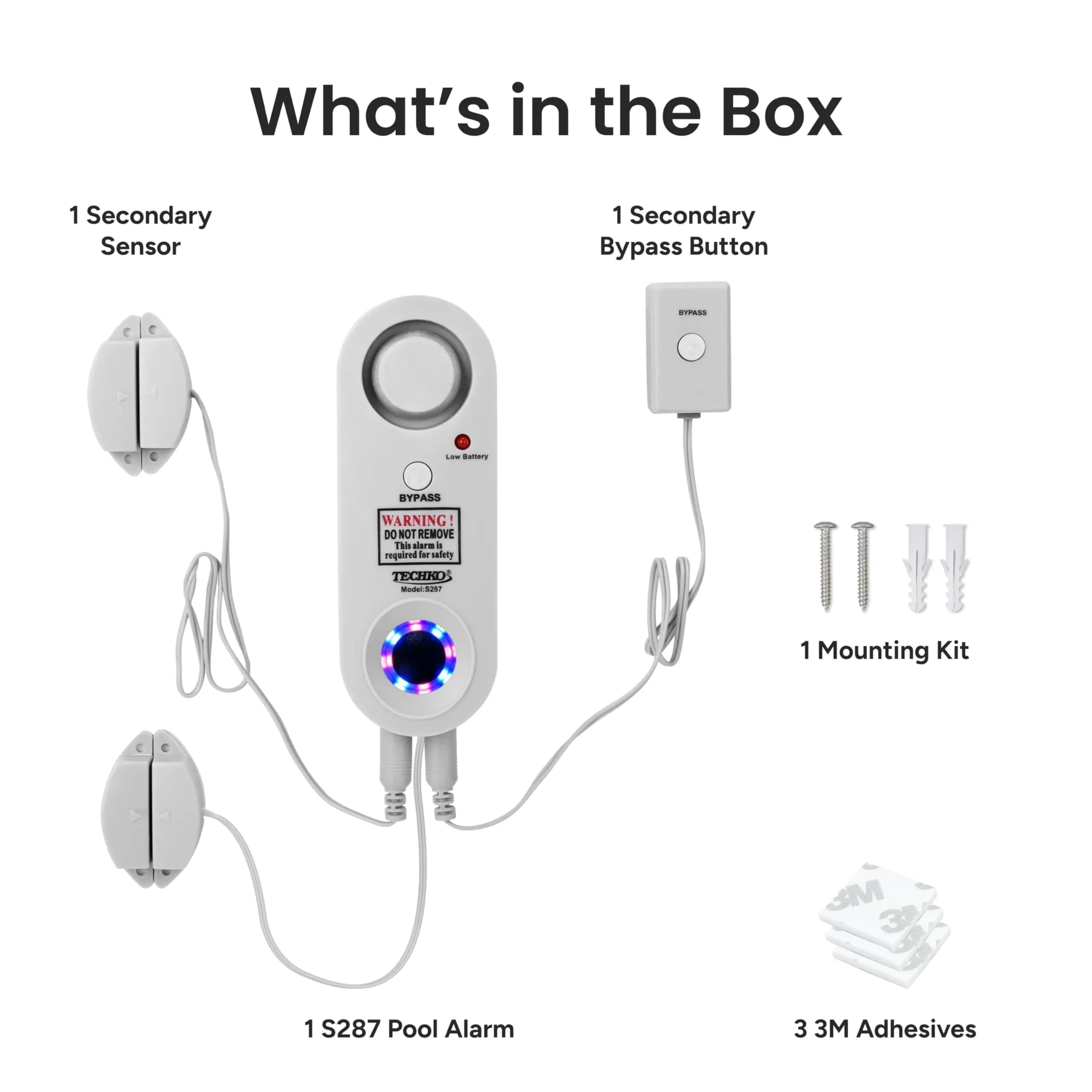 TECHKO ALARM S287 | Weather-Resistant Indoor/Outdoor Pool Alarm with LED Strobe & 115 dB Siren thumbnail 9