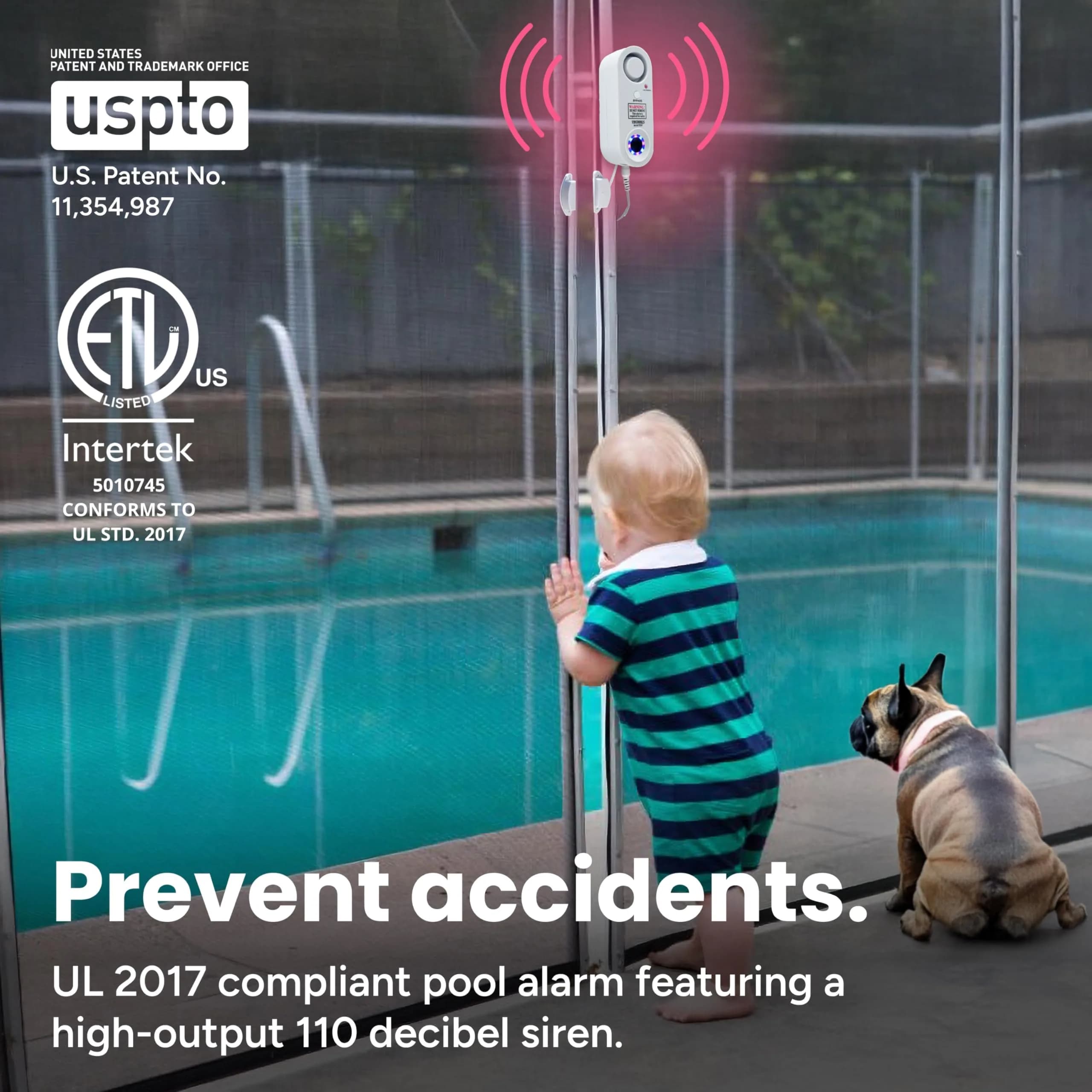 TECHKO ALARM S287 | Weather-Resistant Indoor/Outdoor Pool Alarm with LED Strobe & 115 dB Siren thumbnail 2