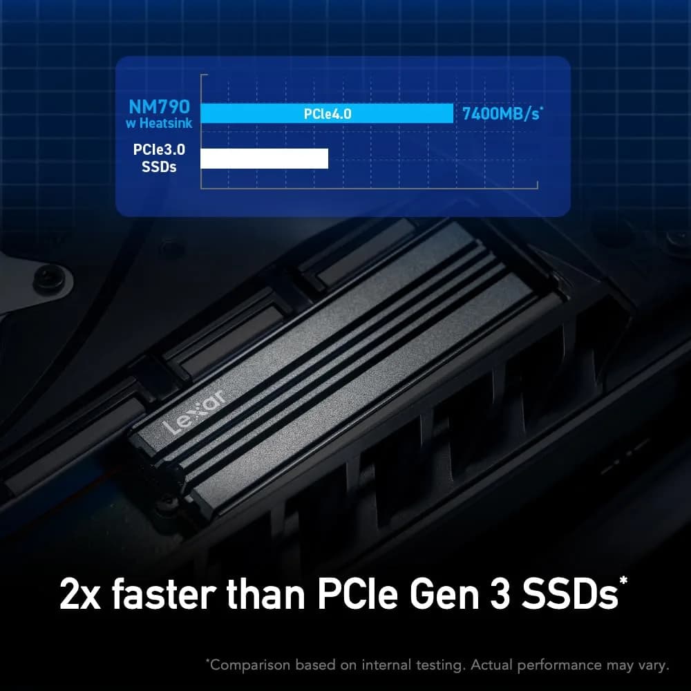 Lexar 2TB NM790 NVMe SSD w/Heatsink, 2000 GB (2 TB) | PCIe Gen 4x4 Speeds Up to 7400MB/s Read - view 4