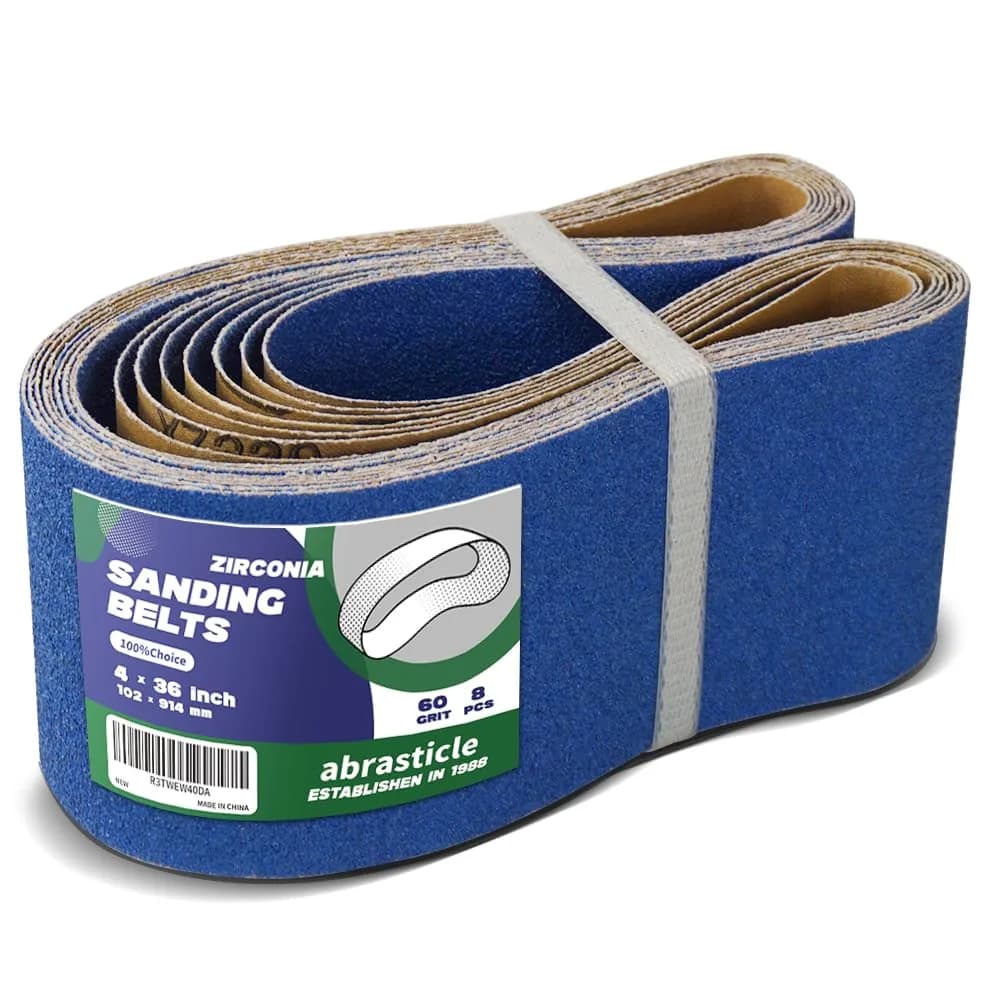 abrasticle 4" x 36" Zirconia Sanding Belts for Metal | 8 PCS 60 Grits | Professional-Grade Sandpaper for Metal & Wood — 4" x 36" 60 Grit