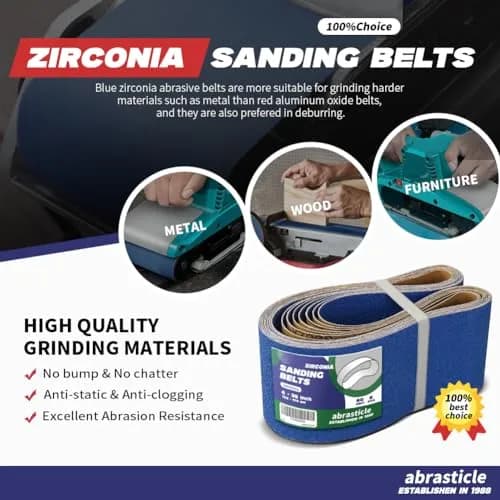 abrasticle 4" x 36" Zirconia Sanding Belts for Metal | 8 PCS 60 Grits | Professional-Grade Sandpaper for Metal & Wood thumbnail 4