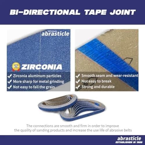 abrasticle Zirconia Sanding Belts 1/2" x 18" | Metal & Wood Finish (70-120 chars) thumbnail 3