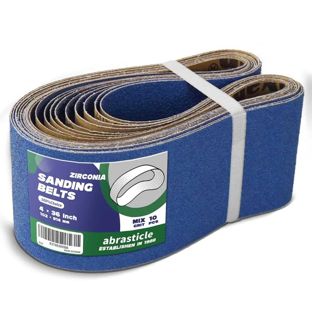 abrasticle 4" x 36" Zirconia Sanding Belts for Metal | 8 PCS 60 Grits | Professional-Grade Sandpaper for Metal & Wood — 4" x 36" Assorted Grit