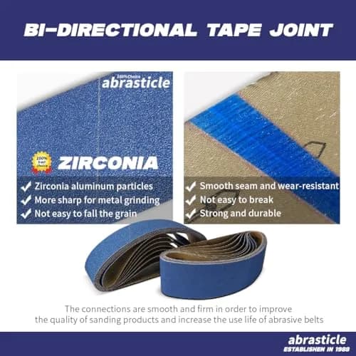 abrasticle Zirconia Sanding Belts for Metal & Wood | Assorted Grits, 4" x 36" (100-120 words) thumbnail 3