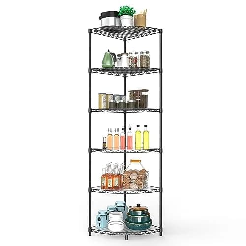Dolonm 6 Tier NSF Corner Wire Shelf Shelving Unit 18 x 18 x 72 Inch | Heavy Duty Adjustable Metal Storage Rack with Leveling Feet & Shelf Liners thumbnail 1