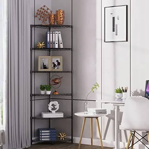 Dolonm 6 Tier NSF Corner Wire Shelf Shelving Unit 18 x 18 x 72 Inch | Heavy Duty Adjustable Metal Storage Rack with Leveling Feet & Shelf Liners thumbnail 6
