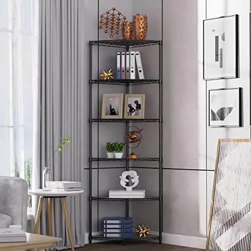 Dolonm 6 Tier NSF Corner Wire Shelf Shelving Unit 18 x 18 x 72 Inch | Heavy Duty Adjustable Metal Storage Rack with Leveling Feet & Shelf Liners thumbnail 7