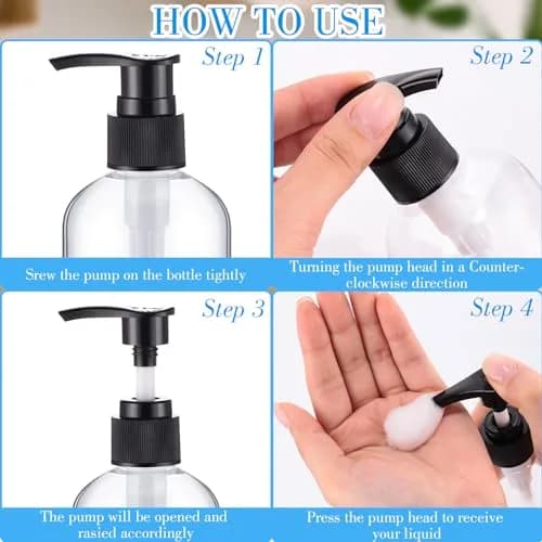 Hushee 150 Pcs 8 oz Plastic Pump Bottles | Leakproof Refillable Dispensers for Liquids thumbnail 3