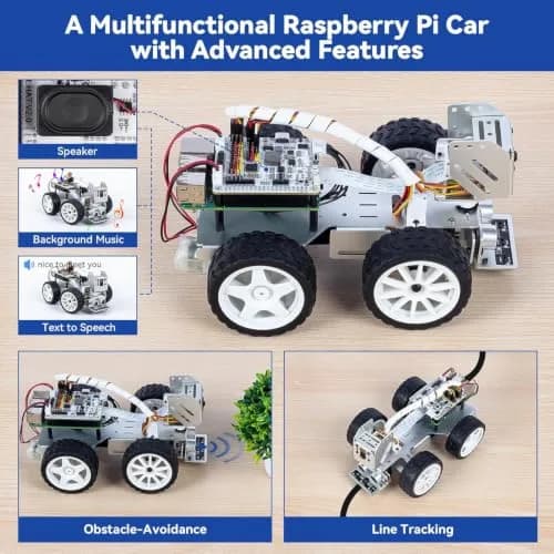 SunFounder PiCar-X AI Robot Smart Car Kit for Raspberry Pi 5/4/3B+/Zero 2w | Python & Scratch Programming thumbnail 6